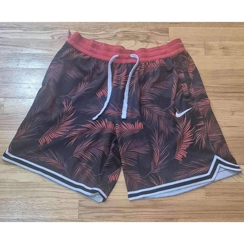 Nike Floral Tropical Palm Leaf Black Red Basketball Shorts Dri-FIT Men's XL